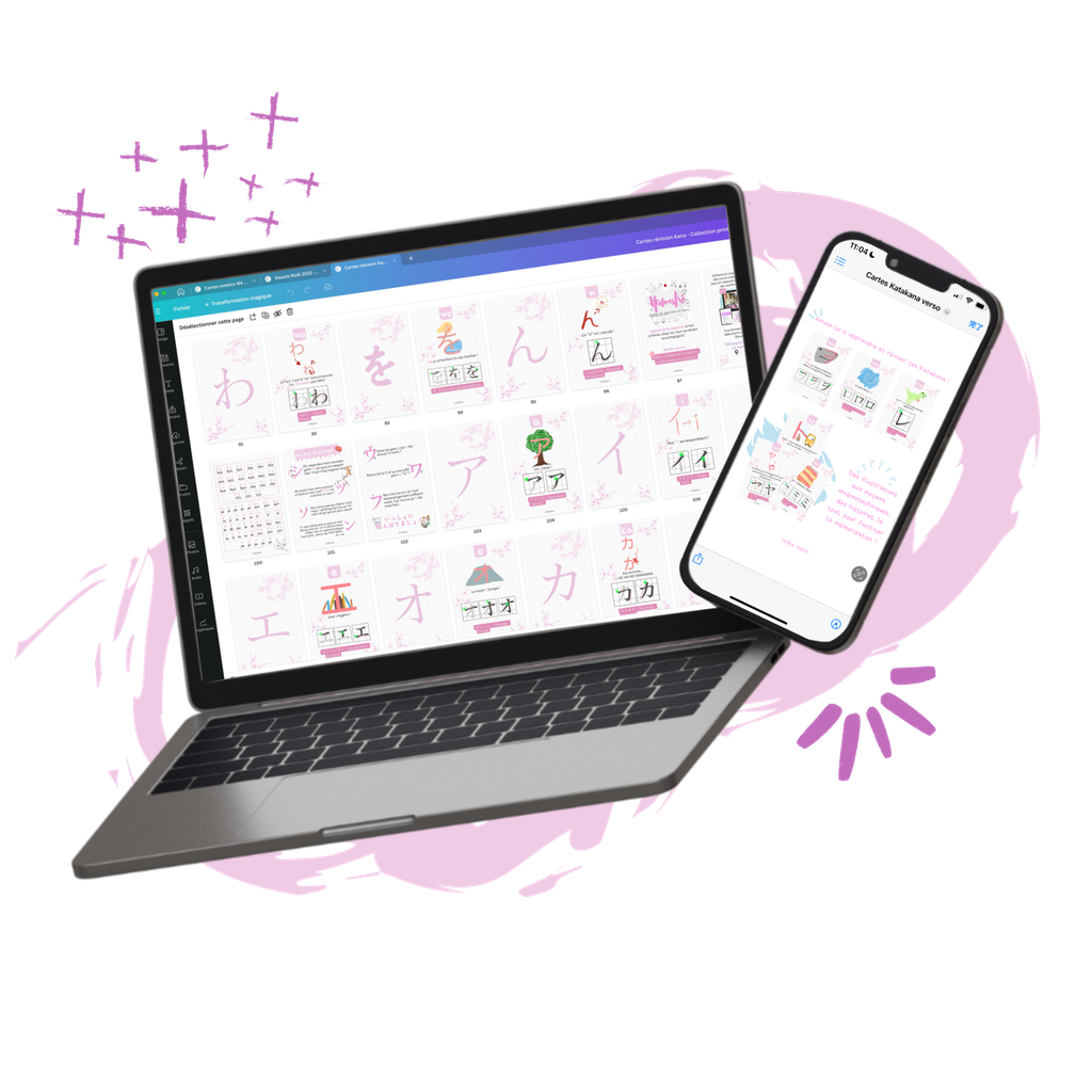 Cartes de révision Hiragana/Katakana (PDF)