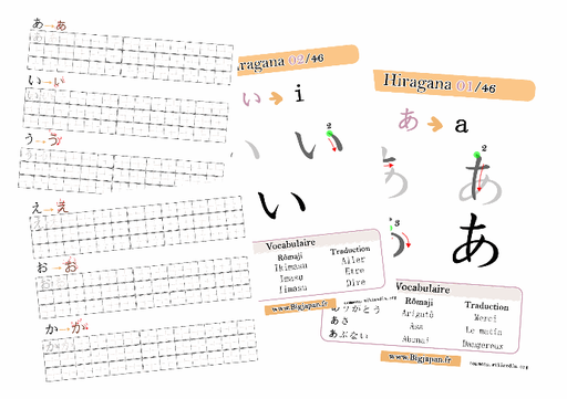 Pack Kana écriture (PDF Hiragana + Katakana)